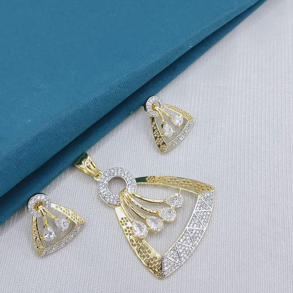 Lucentarts Jewellery Royal American Diamond Pendant Set