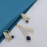 Lucentarts Jewellery Royal American Diamond Pendant Set