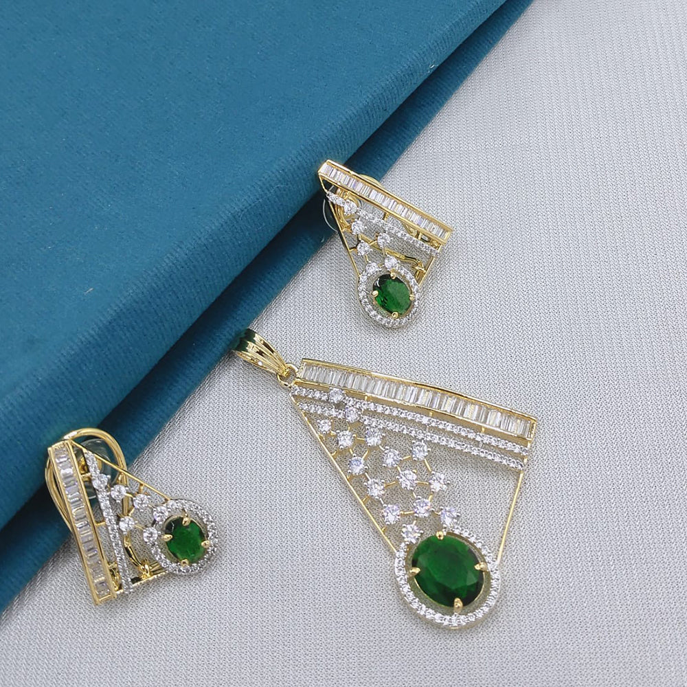 Lucentarts Jewellery Royal American Diamond Pendant Set