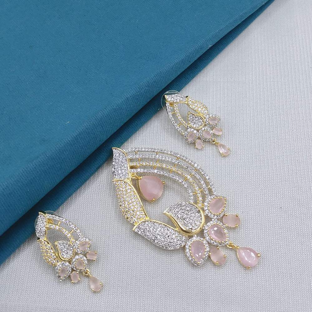 Lucentarts Jewellery Royal American Diamond Pendant Set