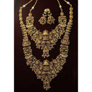 Lucentarts Jewellery Temple Style Pota Stone And Pearl Double Necklace Set