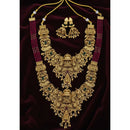Lucentarts Jewellery Temple Style Pota Stone And Pearl Double Necklace Set