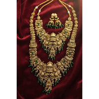 Lucentarts Jewellery Temple Style Pota Stone And Pearl Double Necklace Set