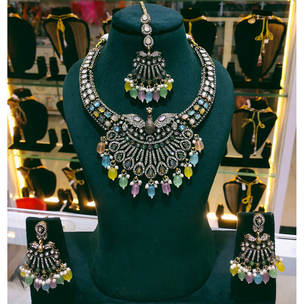 Lucentarts Jewellery Elegant Pota Stone And Austrian Stone Pearl Necklace Set