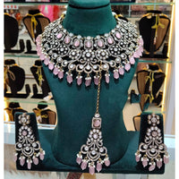 Lucentarts Jewellery Designer Pota Stone Pearl And Beads Choker Necklace Set 