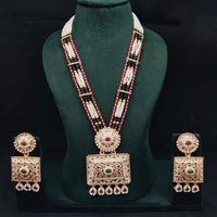 Lucentarts Jewellery Royal Crystal Stone And Pearl Meenakari Long Necklace Set
