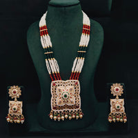 Lucentarts Jewellery Royal Crystal Stone And Pearl Meenakari Long Necklace Set