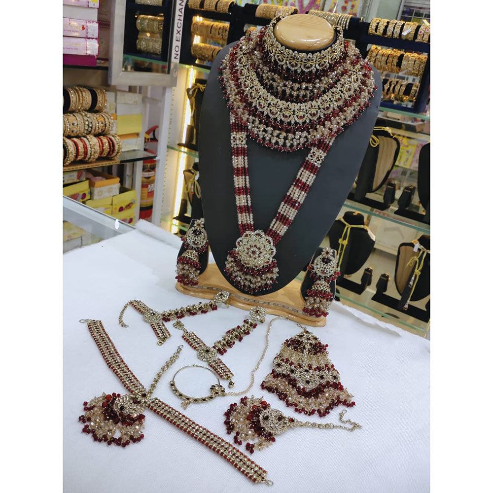 Lucentarts Jewellery Maharani Style Austrian Stone And Beads Bridal Set