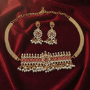 Lucentarts Jewellery Heritage Pota Stone And Crystal And Pearl Choker Necklace Set