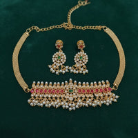 Lucentarts Jewellery Heritage Pota Stone And Crystal And Pearl Choker Necklace Set