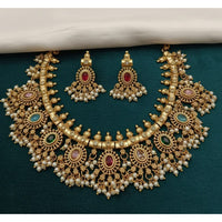 Lucentarts Jewellery Regal Pota Stone And Pearl Choker Necklace Set