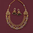 Lucentarts Jewellery Traditional Pota Stone And Austrian Stone Temple Necklace Set With Goddess And Elephant Motifs