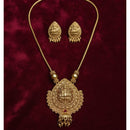 Lucentarts Jewellery Traditional Temple Necklace Set With Pota Stone And Goddess Motifs