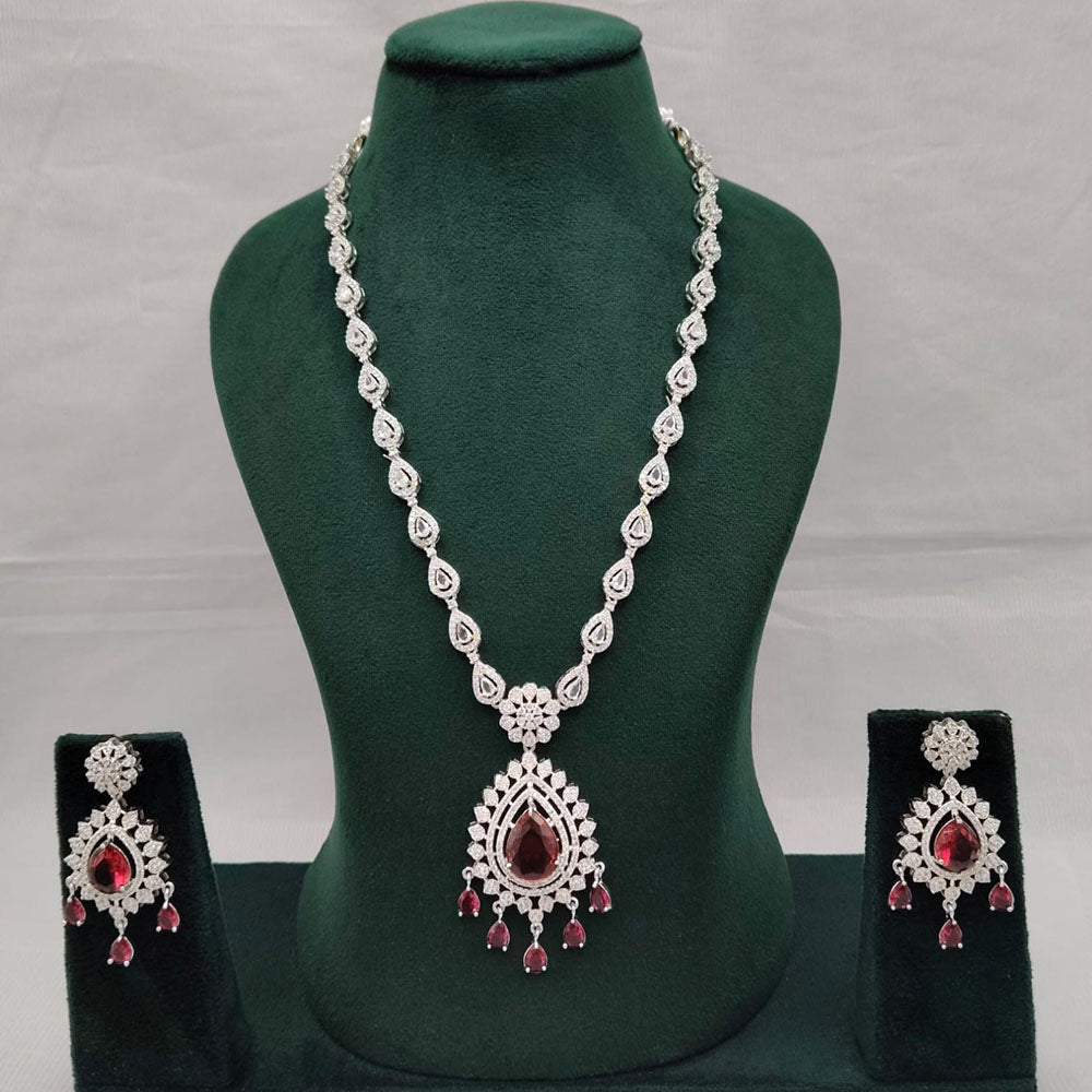 Lucentarts Jewellery Eternia American Diamond And Crystal Long Necklace Set