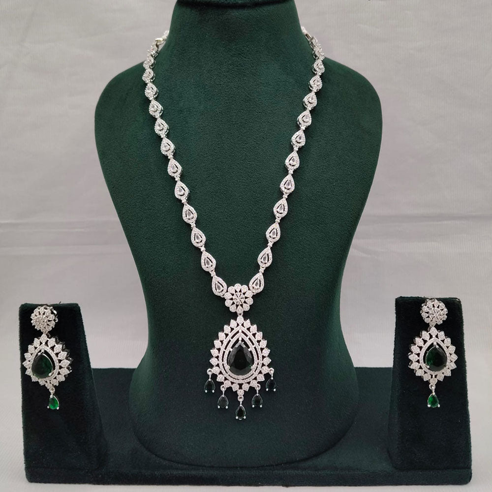 Lucentarts Jewellery Eternia American Diamond And Crystal Long Necklace Set