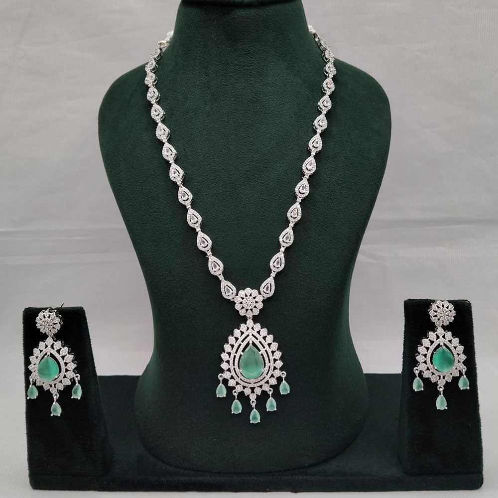 Lucentarts Jewellery Eternia American Diamond And Crystal Long Necklace Set