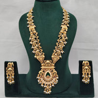 Lucentarts Jewellery Aavahan Pota Stone And Pearl Necklace Set With Elephant Motifs