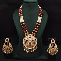 Lucentarts Jewellery Heritage Meenakari And Pota Stone And Pearl Long Necklace Set