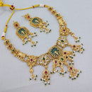 Lucentarts Jewellery Regal Elephant Motif Pota Stone And  Pearl Necklace Set