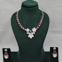 Lucentarts Jewellery Grand Luxury Floral American Diamond Sparkle Necklace Set