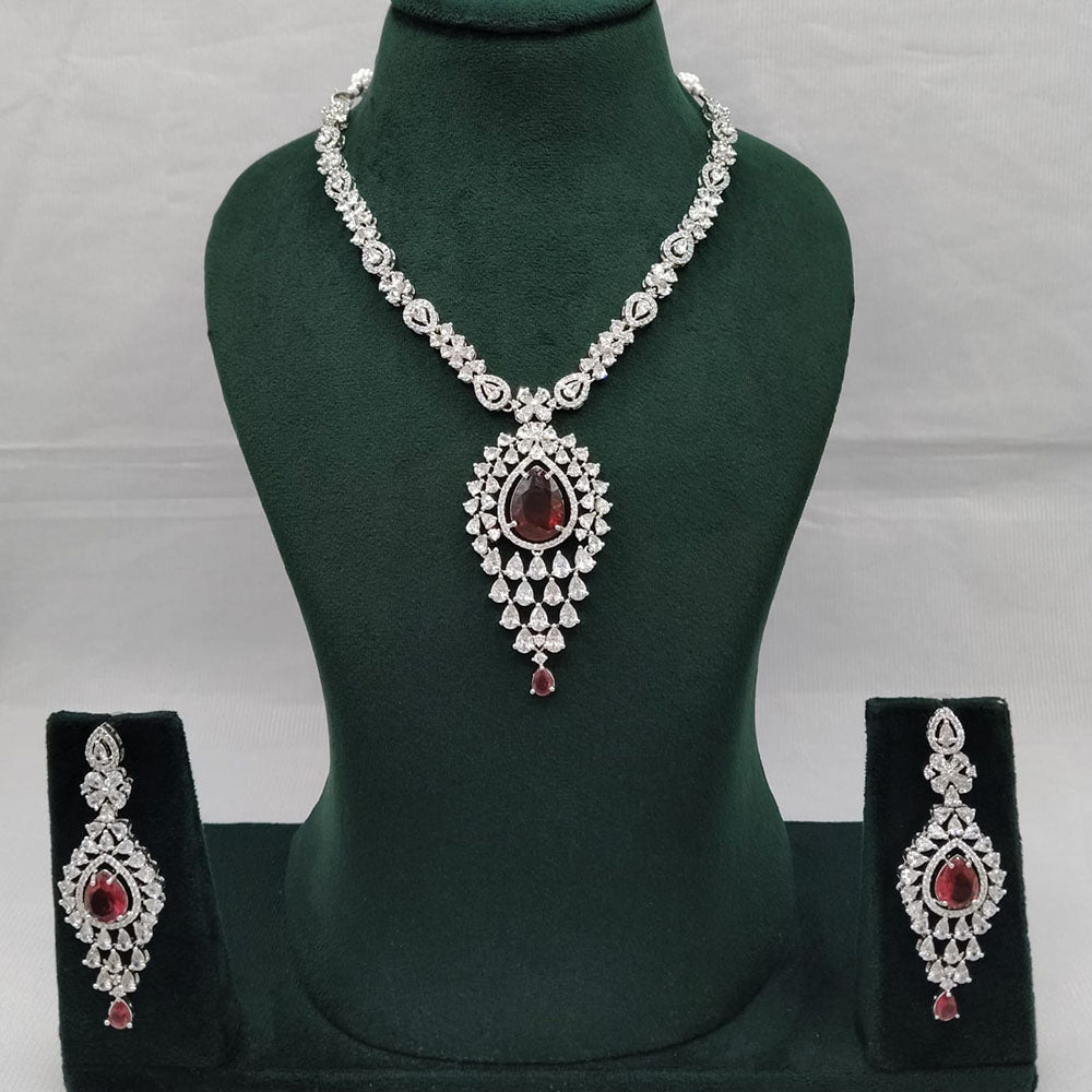 Lucentarts Jewellery Grand Luxury  American Diamond Sparkle Necklace Set