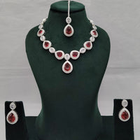 Lucentarts Jewellery Grand Luxury  American Diamond Sparkle Necklace Set
