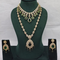 Lucentarts Jewellery Grand Luxury  American Diamond Sparkle Double Necklace Set