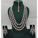 Lucentarts Jewellery Grand Luxury  American Diamond Sparkle Long Necklace Set