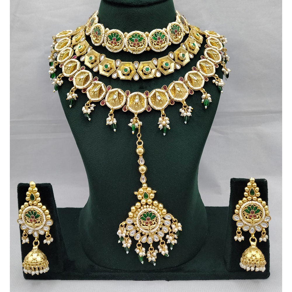 Lucentarts Jewellery Regal Pota Stone And Pearl Choker Necklace Set