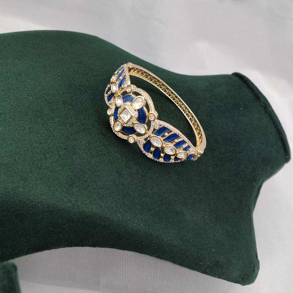 Lucentarts Jewellery Handcrafted Polki Kundan Stone Meenakari Adjustable Wrist Bracelet