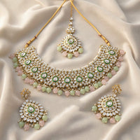 Lucentarts Jewellery Kundan Stone Pearl And Beads Meenakari Necklace Set