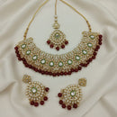 Lucentarts Jewellery Kundan Stone Pearl And Beads Meenakari Necklace Set