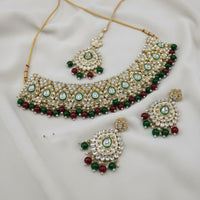 Lucentarts Jewellery Kundan Stone Pearl And Beads Meenakari Necklace Set