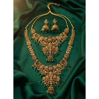 Lucentarts Jewellery Pota Temple Gold Plated Double Necklace Set