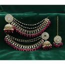 Lucentarts Jewellery Elegant Mirror Pearl And Beads Jhumki Earrings With Maangtikka