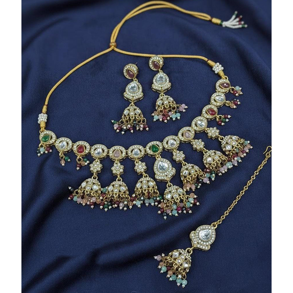 Lucentarts Jewellery Graceful Pota Stone And Austrian Stone Pearl Necklace Set