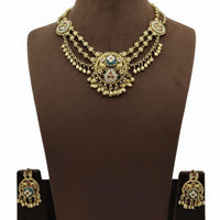 Lucentarts Jewellery Premium Pota Stone And Pearl Designer Necklace Set