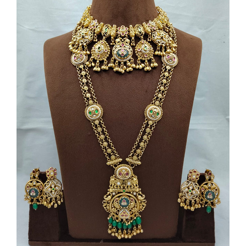 Lucentarts Jewellery Regal Pota Stone And Beads Double Layer Necklace Set