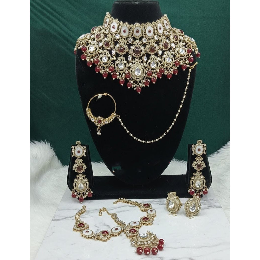 Lucentarts Jewellery Pota And Beads Semi Bridal Necklace Set
