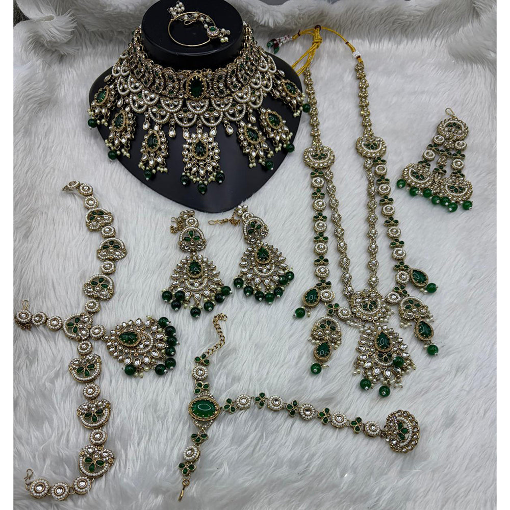 Lucentarts Jewellery Opulent Kundan Stone Pearl And Beads Bridal Jewellery Set