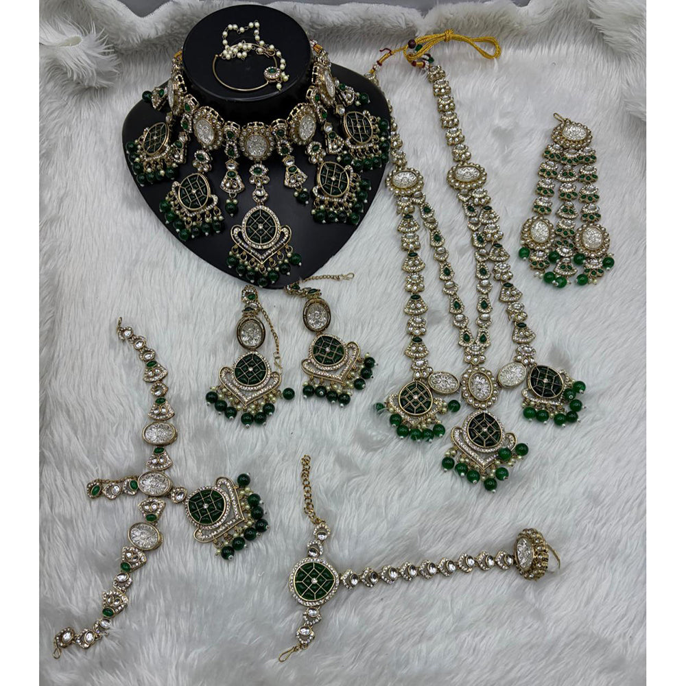 Lucentarts Jewellery Opulent Kundan Stone Pearl And Beads Bridal Jewellery Set
