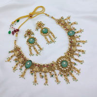 Lucentarts Jewellery Premium Pota Stone And Pearl Designer Necklace Set