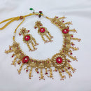 Lucentarts Jewellery Premium Pota Stone And Pearl Designer Necklace Set