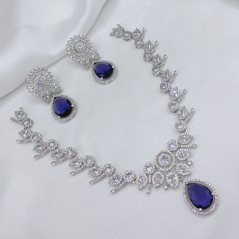 Lucentarts Jewellery Sparkling American Diamond Necklace Set