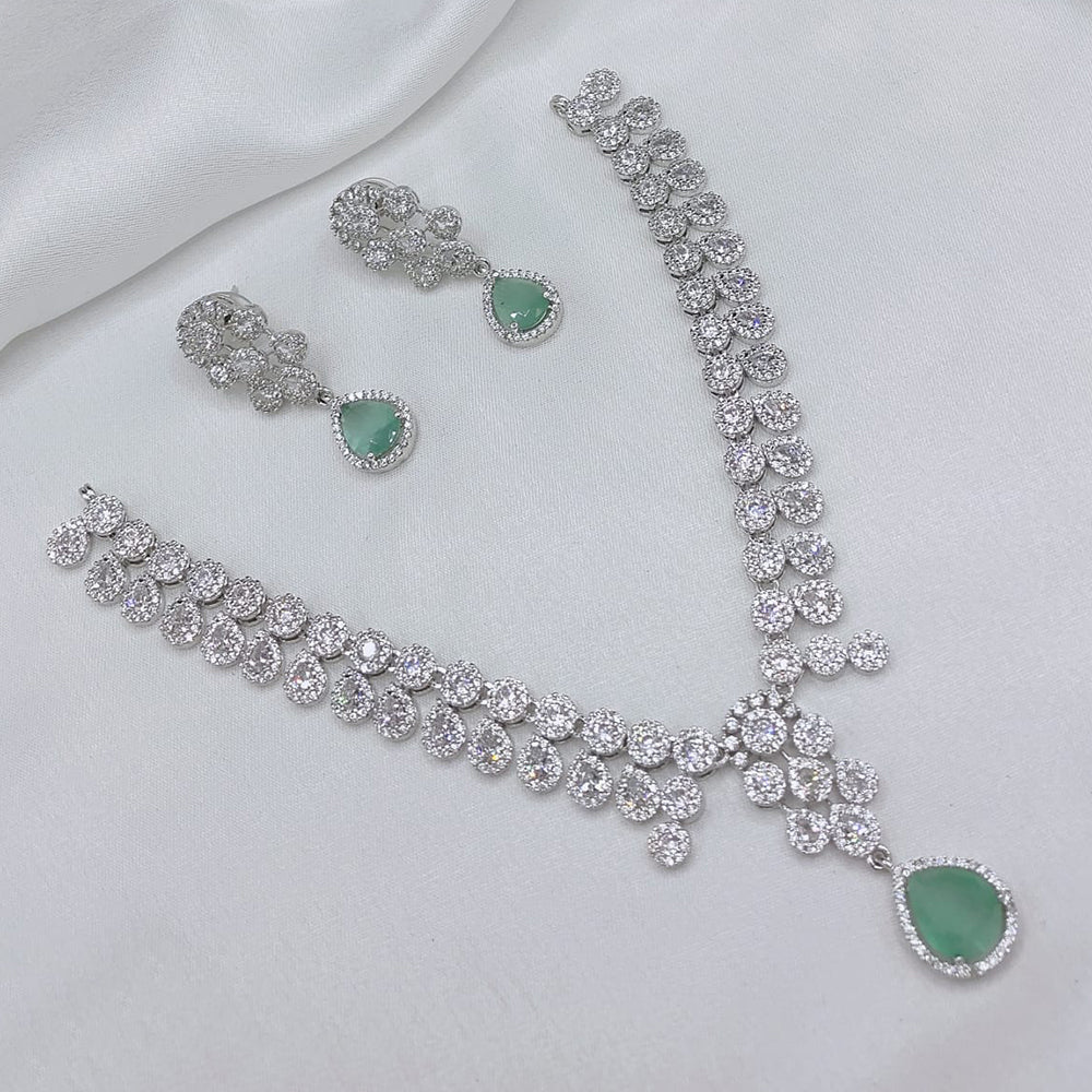 Lucentarts Jewellery Sparkling American Diamond Necklace Set