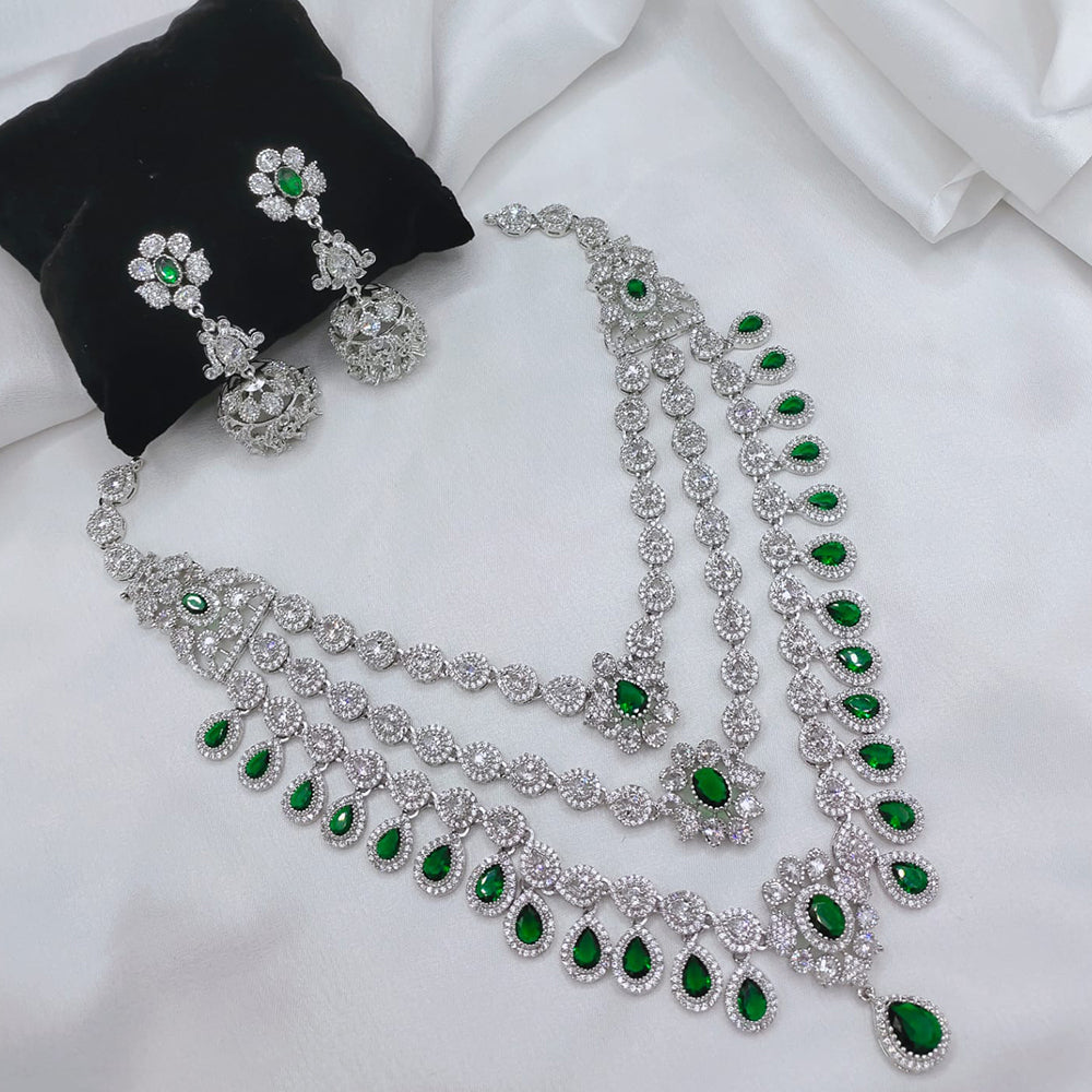 Lucentarts Jewellery Sparkling American Diamond Necklace Set