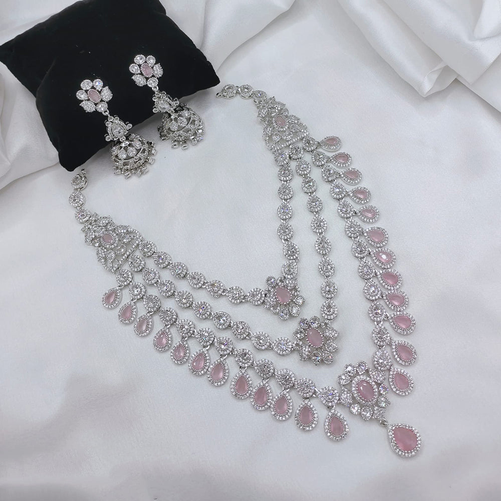 Lucentarts Jewellery Sparkling American Diamond Necklace Set