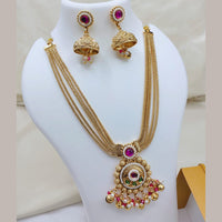 Lucentarts Jewellery Premium Pota Stone And Pearl Designer Necklace Set