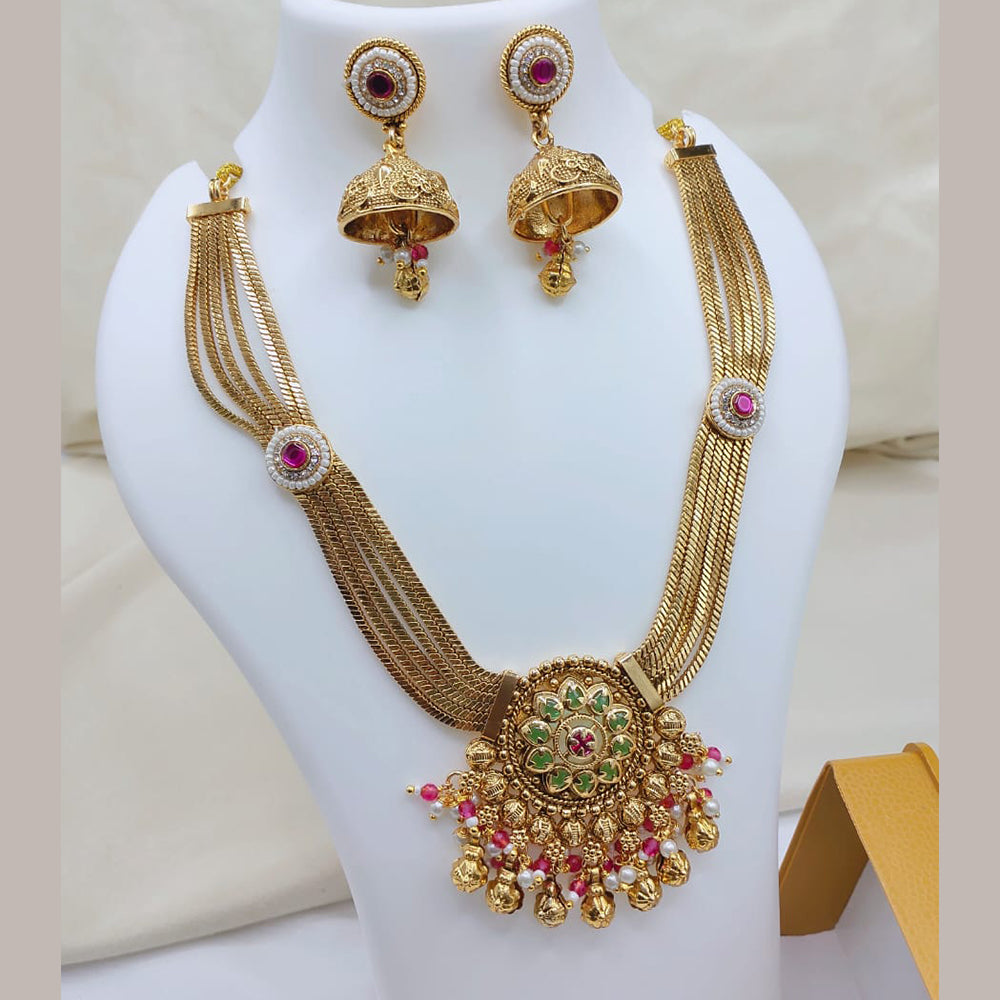 Lucentarts Jewellery Premium Pota Stone And Pearl Designer Necklace Set