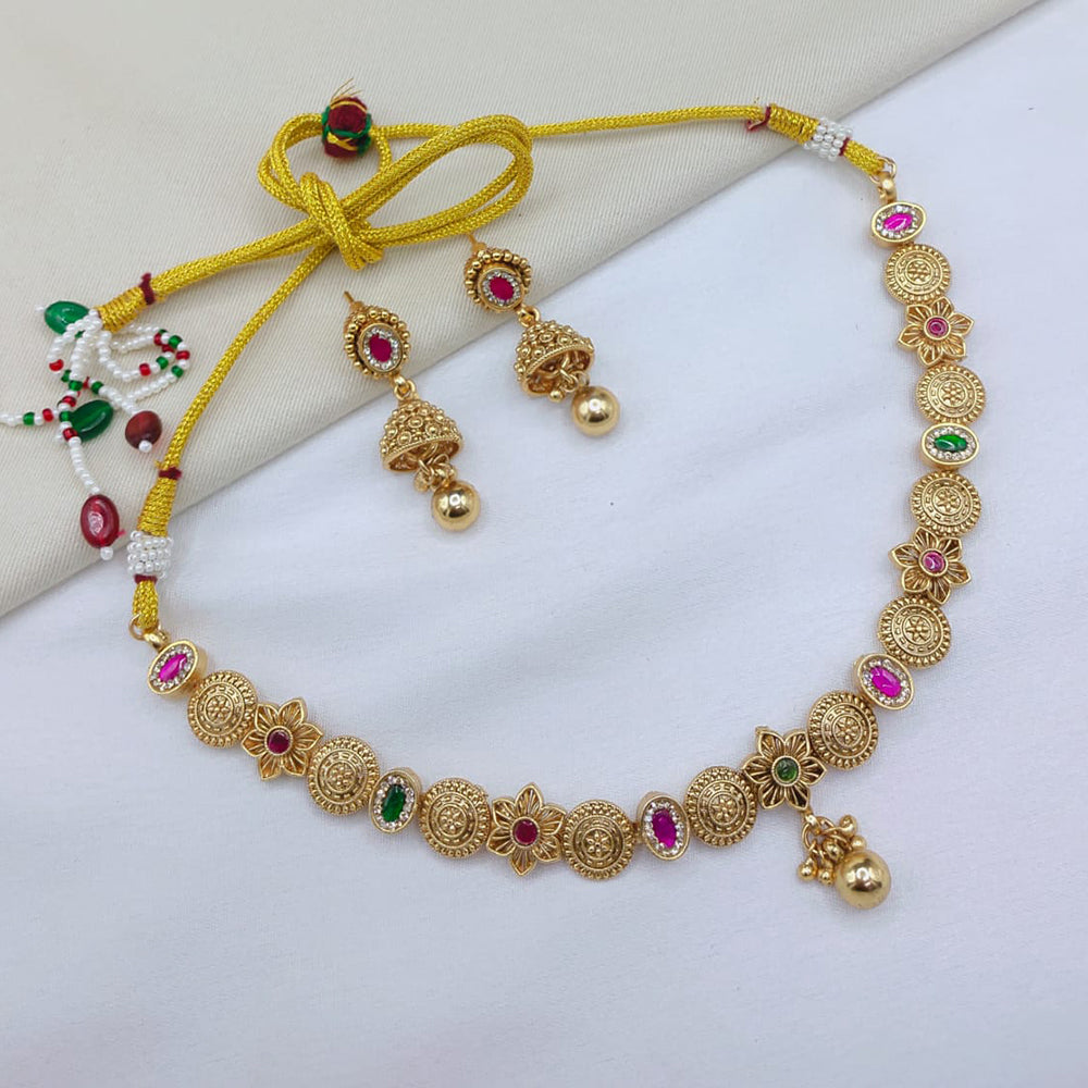 Lucentarts Jewellery Premium Pota Stone And Pearl Designer Necklace Set